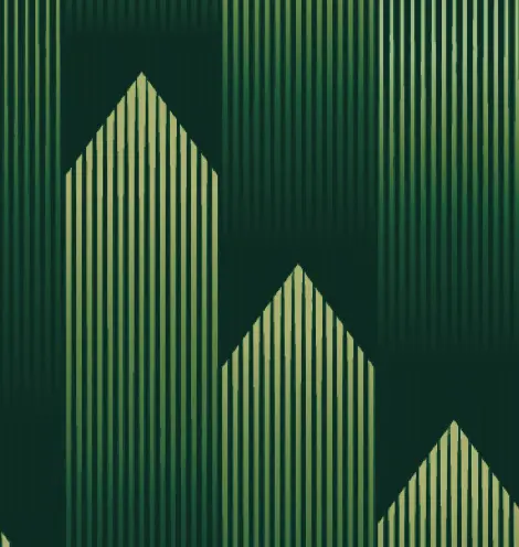 Green vertical arrow-shaped bar graph on dark green background